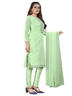 Pista Georgette Embroidered Unstitched Dress Material 3