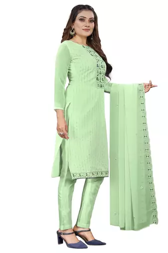 Pista Georgette Embroidered Unstitched Dress Material