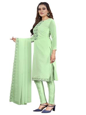 Pista Georgette Embroidered Unstitched Dress Material 4