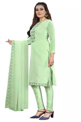 Pista Georgette Embroidered Unstitched Dress Material