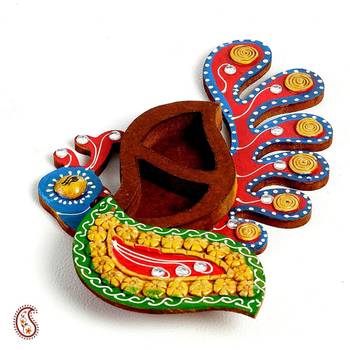 Peacock Design Kumkum Chopra In Wood And Clay 2