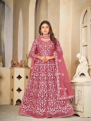Gajri Embroidered Work Net Semi Stitched Pant Party Wear Salwar Suit 1