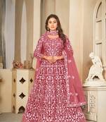 Gajri Embroidered Work Net Semi Stitched Pant Party Wear Salwar Suit