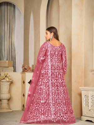 Gajri Embroidered Work Net Semi Stitched Pant Party Wear Salwar Suit 2