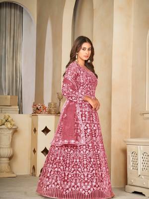 Gajri Embroidered Work Net Semi Stitched Pant Party Wear Salwar Suit 3