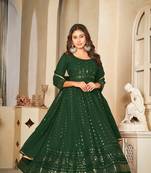Green Embroidered Work Georgette Semi Stitched Pant Party Wear Salwar Suit