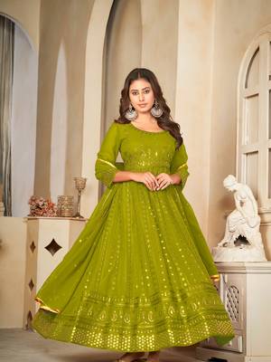 Mahendi Embroidered Work Georgette Semi Stitched Pant Party Wear Salwar Suit 1