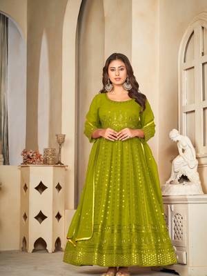 Mahendi Embroidered Work Georgette Semi Stitched Pant Party Wear Salwar Suit 3