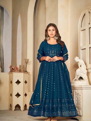 Rama Embroidered Work Georgette Semi Stitched Pant Party Wear Salwar Suit 1