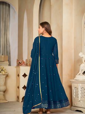 Rama Embroidered Work Georgette Semi Stitched Pant Party Wear Salwar Suit 2