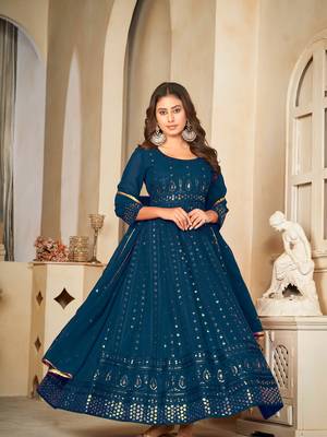 Rama Embroidered Work Georgette Semi Stitched Pant Party Wear Salwar Suit 3