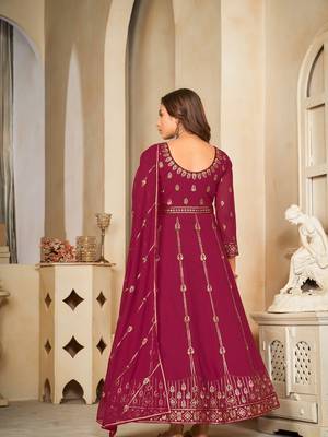 Pink Embroidered Work Georgette Semi Stitched Pant Party Wear Salwar Suit 2