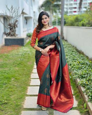 Multy Color Woven silk Saree With Blouse 1