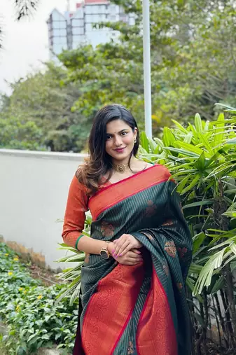 Multy Color Woven silk Saree With Blouse