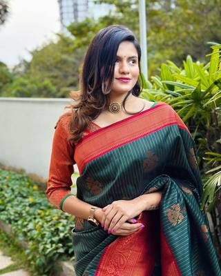 Multy Color Woven silk Saree With Blouse 5