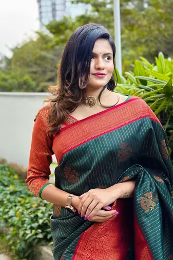 Multy Color Woven silk Saree With Blouse