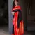 Black Red Woven silk Saree With Blouse
