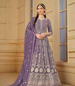 Purple Codding Embroidered Work Faux Georgette Semi Stitched Pant Party Wear Salwar Suit