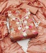 Peach Modal Banarasi Unstitched Dress Material