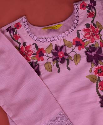  lavender chanderi silk embroidered kurta with pant & dupatta 6