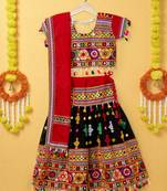 Banjara India Kutchi Emboidered Black Girls Lehenga Choli with Dupatta (CC-BTTA) - Black