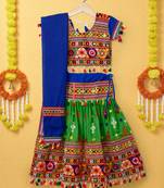 Banjara India Kutchi Emboidered Green Girls Lehenga Choli with Dupatta (CC-BTTA) - Green