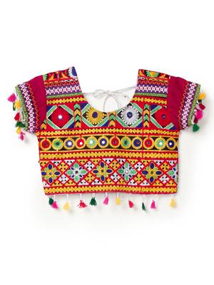 Banjara India Kutchi Emboidered White Girls Lehenga Choli with Dupatta (CC-RSGL) - White 3