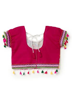 Banjara India Kutchi Emboidered White Girls Lehenga Choli with Dupatta (CC-RSGL) - White 4
