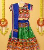 Banjara India Kutchi Emboidered Green Girls Lehenga Choli with Dupatta (CC-RSGL) - Green