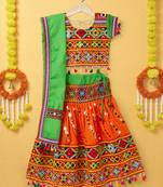 Banjara India Kutchi Emboidered Orange Girls Lehenga Choli with Dupatta (CC-RSGL) - Orange