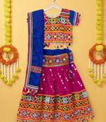Banjara India Kutchi Emboidered Pink Girls Lehenga Choli with Dupatta (CC-RSGL) - Pink