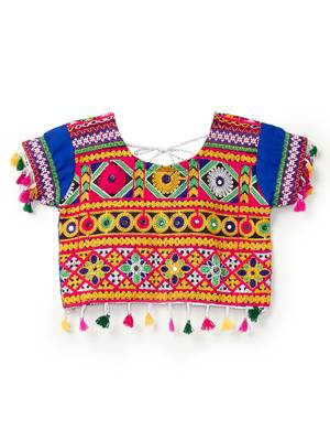 Banjara India Kutchi Emboidered Pink Girls Lehenga Choli with Dupatta (CC-RSGL) - Pink 3