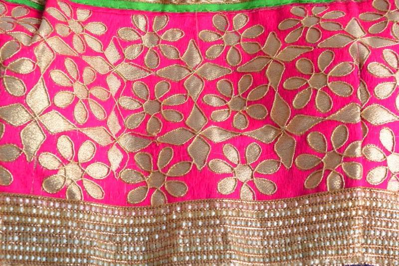 Pink with golden border gota patti Cotton Traditional Blouse