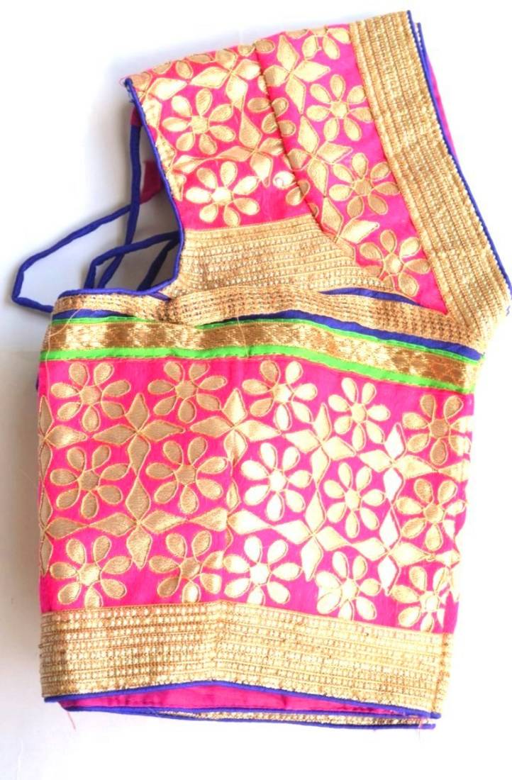 Pink with golden border gota patti Cotton Traditional Blouse