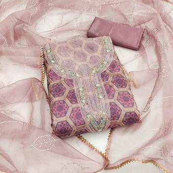 Onion Organza Unstitched Dress Material 1
