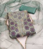 Turquoise Organza Unstitched Dress Material