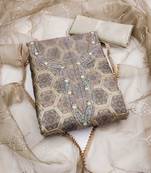 Beige Organza Unstitched Dress Material