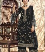 Black georgette sequince embroidered work festival long straight salwar suit dupatta semi stitched