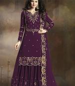 Dark purple rangoli pakistani embroidered work palazzo salwar suit dupatta semi stitched