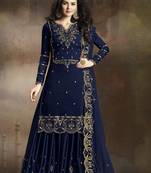 Blue rangoli pakistani embroidered work palazzo salwar suit semi stitched
