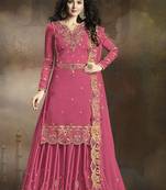 Pink rangoli pakistani embroidered work palazzo salwar suit dupatta semi stitched