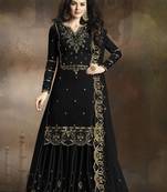 Black rangoli pakistani embroidered work palazzo salwar suit dupatta semi stitched