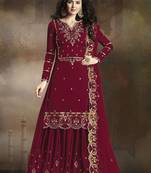 Purple rangoli pakistani embroidered work palazzo salwar suit dupatta semi stitched