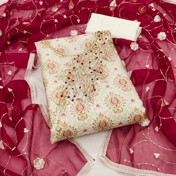 Maron Modal Unstitched Dress Material 1