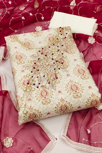 Maron Modal Unstitched Dress Material
