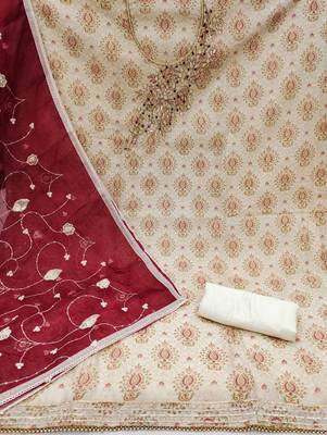 Maron Modal Unstitched Dress Material 2