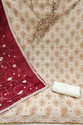 Maron Modal Unstitched Dress Material