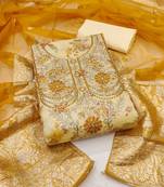 Mustard Modal Banarasi Jacquard Unstitched Dress Material