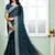 Teal Blue Sequin Zari Coding Embroidered Border Organza Silk Saree With Blouse Piece