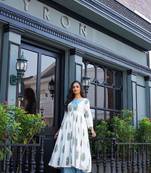 Pure white and dodger blue shrug set